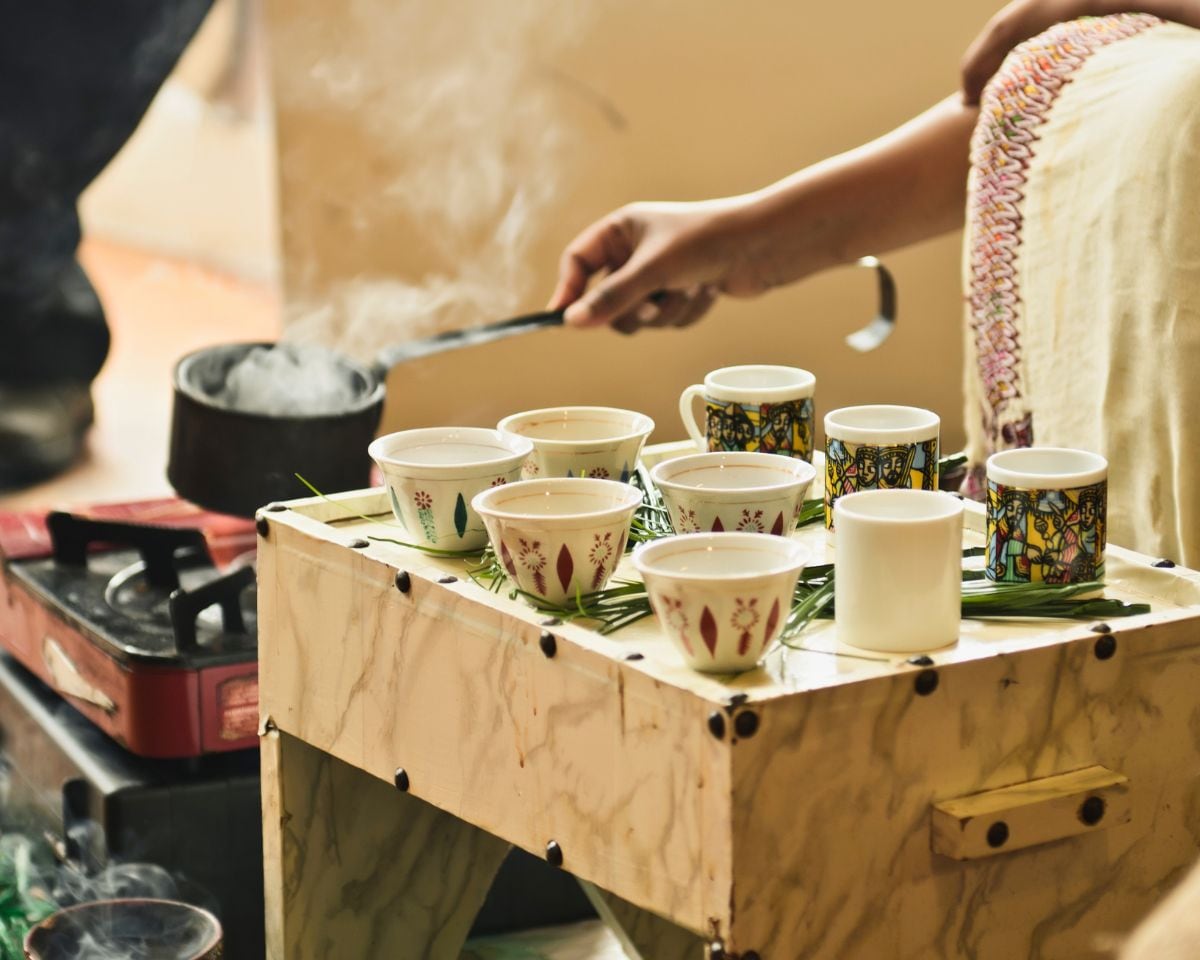 Cups lined up for a Habesha coffee ceremony