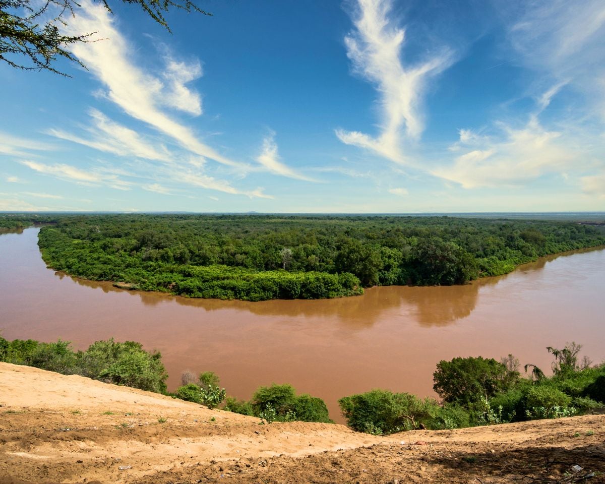 The Omo river bending through the lowlands